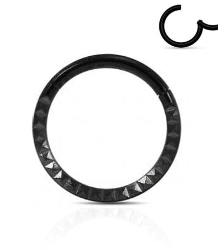 10mmx1.2mm Black Lazer Hinged Ring