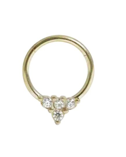 8mmx1.2mm Silver Triangle 4 Diamond Hinged Ring