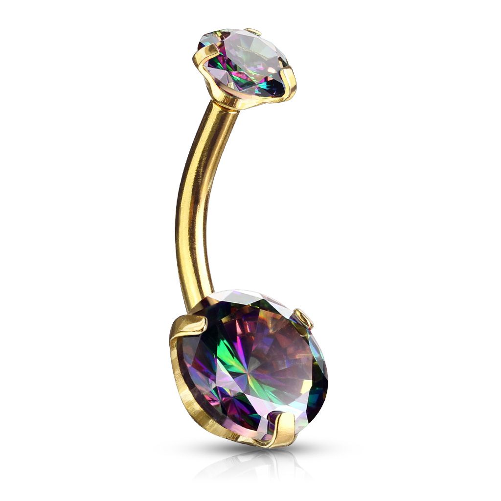 AB Red/Gold 10mm Round Double Jewelled Belly Bar – Unikorn