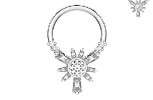 10mmx1.2mm Silver Crystal Flower HR