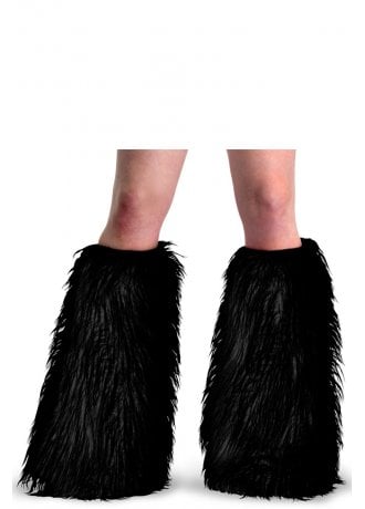 Faux Fur Leg Warmer Black
